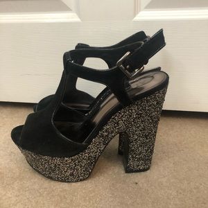 Aldo black sparkle heels